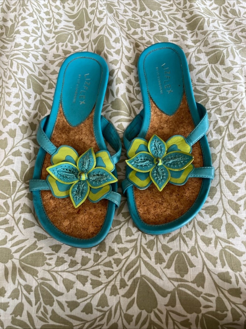 Liz Claiborne LizFlex Tulip Flower Slide Sandals Womens 7